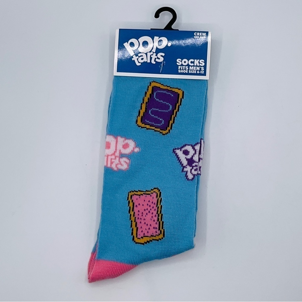 Socks Pop Tarts Novelty Crew Crazy Fun Geek Snack Food Print Blue Pink Unisex